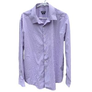 Van Heusen flex slim stretch button down purple size 17 1/2 34/35 shirt